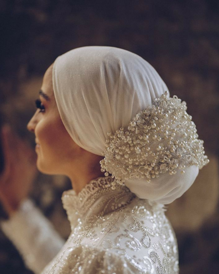 کلاه توربان مروارید دوزی شده برای عروس