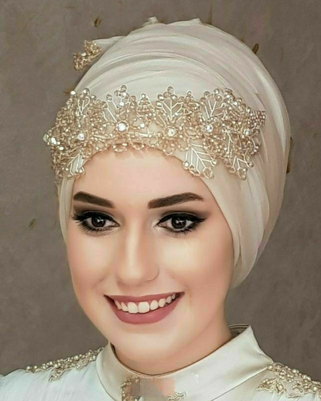 مدل کلاه حجاب مروارید دوزی شده