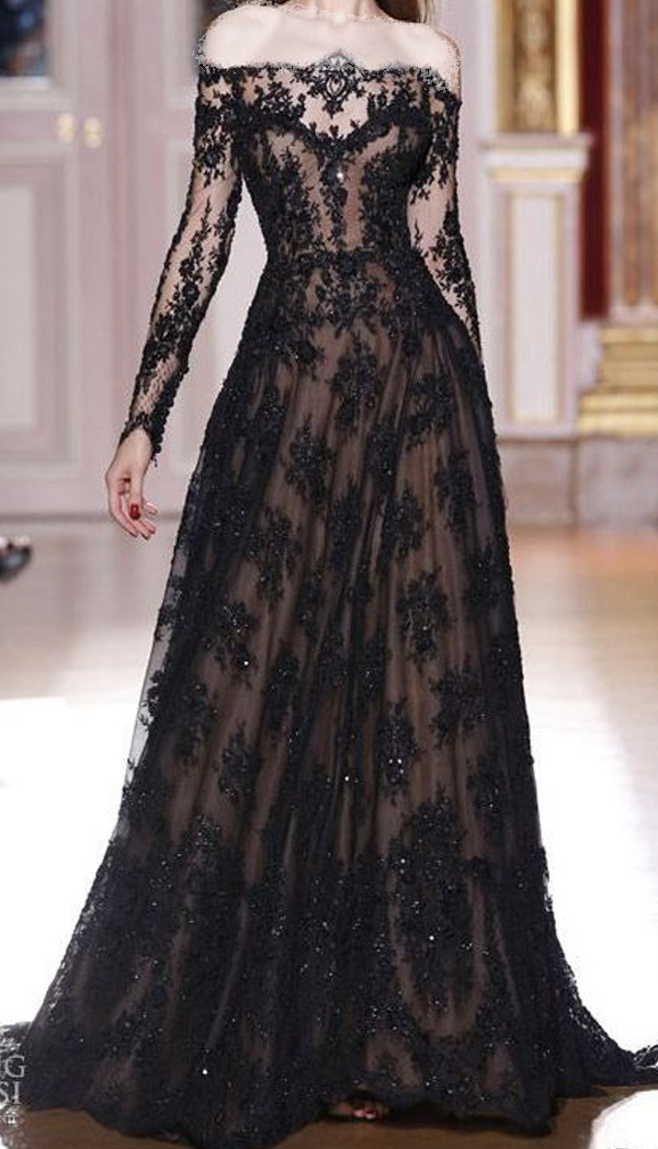 لباس عروس سیاه با طراحی لطیف و زیبا